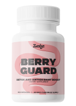 Supplement bottle labeled 'Berry Guard' by Zestys on a white background