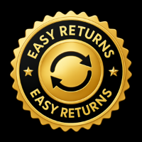 Gold and black emblem with 'Easy Returns' text on a black background
